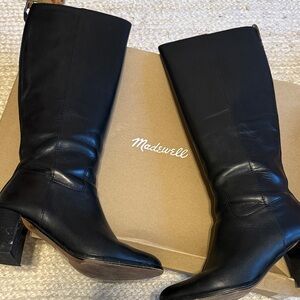 Madewell Black Leather Heeled Boots